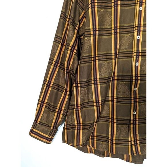 Tommy Bahama Loose Fit Plaid Button Down Shirt Mens Large Fall Browns Gold - Picture 6 of 6